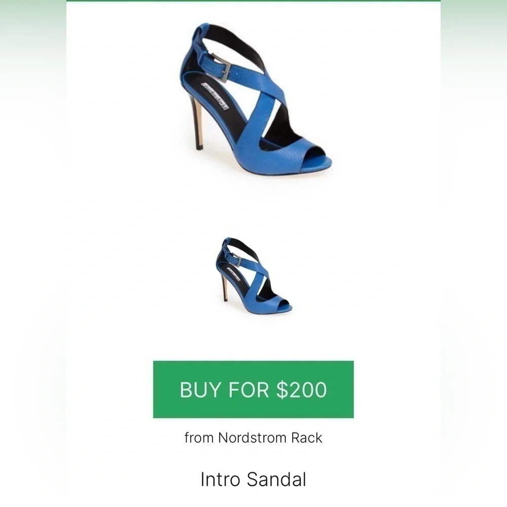 Charles David Blue Leather Stiletto Sandals Peep Toe Ankle Strap Women's Size 8